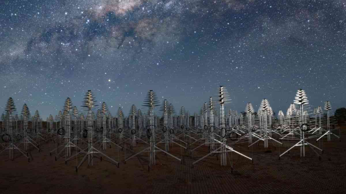 Polish radio telescopes supporting the SKAO project to hunt for signs of extraterrestrial civilisations. Credit: CSIRO/DISR/Alex Cherney and Tom Fowler.