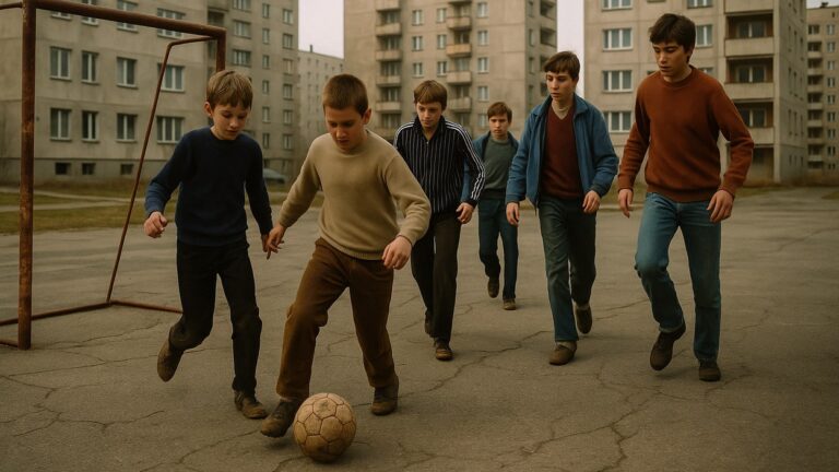 This is what our childhood in the PRL (Communist Poland) looked like: the courtyard was our playing field, and life was the best teacher of courage. Photo: W. Wybranowski/ ChatGPT