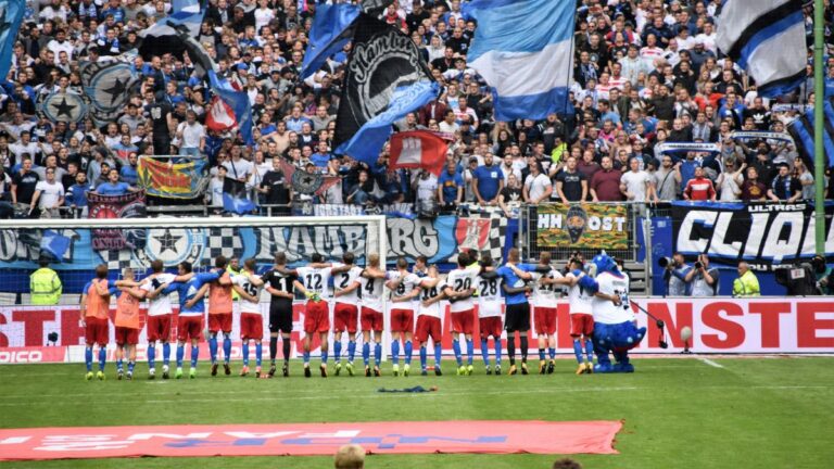 Fan emotions and the brain: Football players stand in front of a grandstand of cheering fans. Photo. Waldemar Brandt / Unsplash.