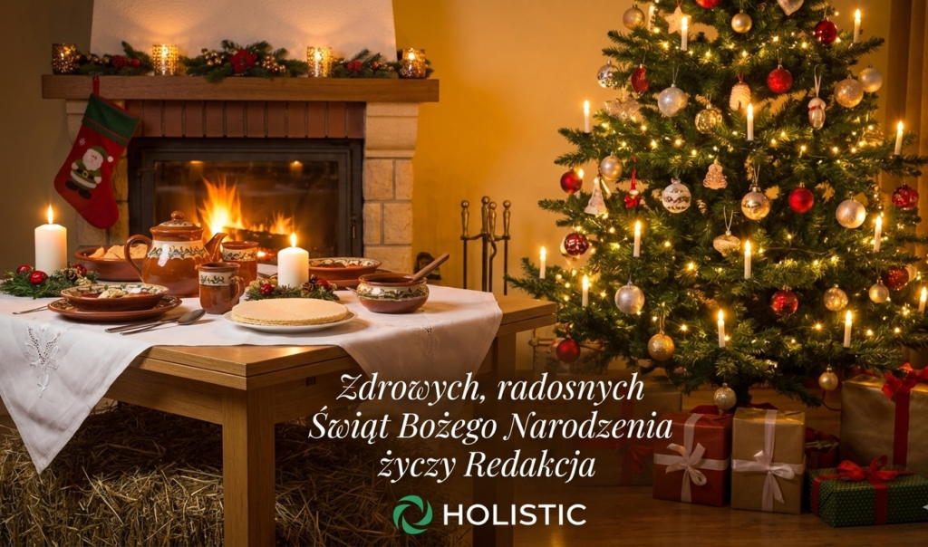 A Christmas Eve table set in a warm, cozy interior, next to a lit Christmas tree and a glowing fireplace. This scene perfectly captures the essence of Christmas – closeness, simplicity, and togetherness. Christmas 2025 is portrayed here as a time to slow down, find peace, and enjoy the presence of one another.