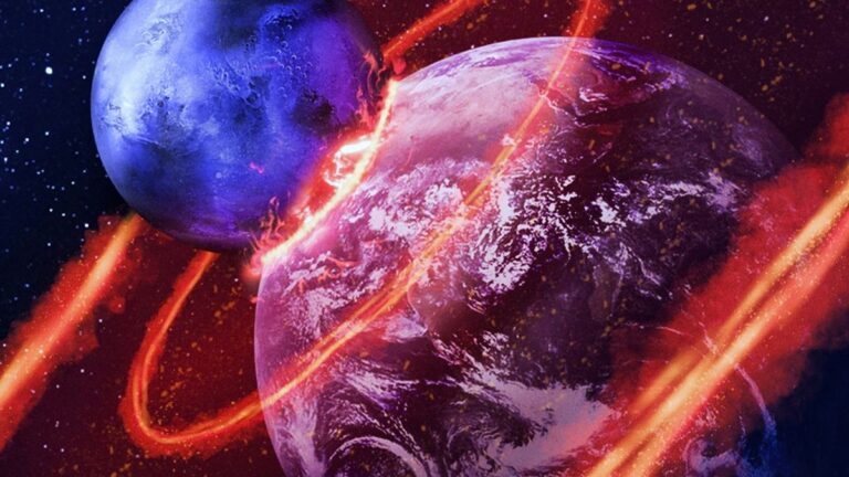 Planet Theia: an illustration showing the collision of two planets. Photo by Saad Alfozan / Unsplash.