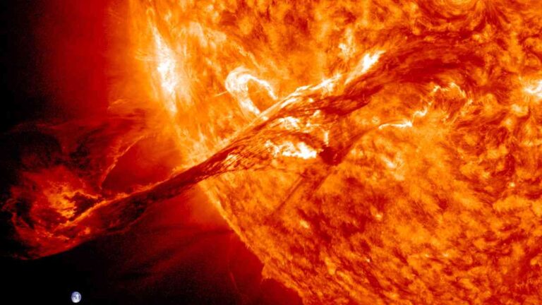 NASA illustrative photo. This solar radiation storm is the most powerful in over 20 years.