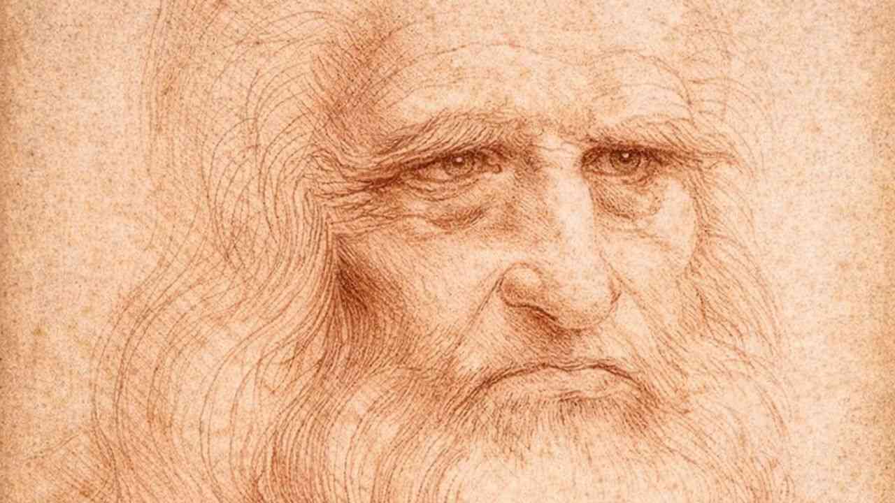 Close-up of Leonardo da Vinci's face