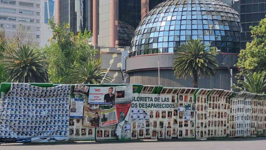 Posters of missing persons cover Mexico’s Glorieta de los Desaparecidos roundabout—a haunting tribute to the victims of violence driven by Mexican drug cartels, including the notorious CJNG.