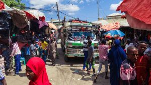 The photo shows a busy street market in the Horn of Africa. It illustrates how unrecognized states, quasi-states, and Somaliland are becoming part of the geopolitical rivalry surrounding the Red Sea.