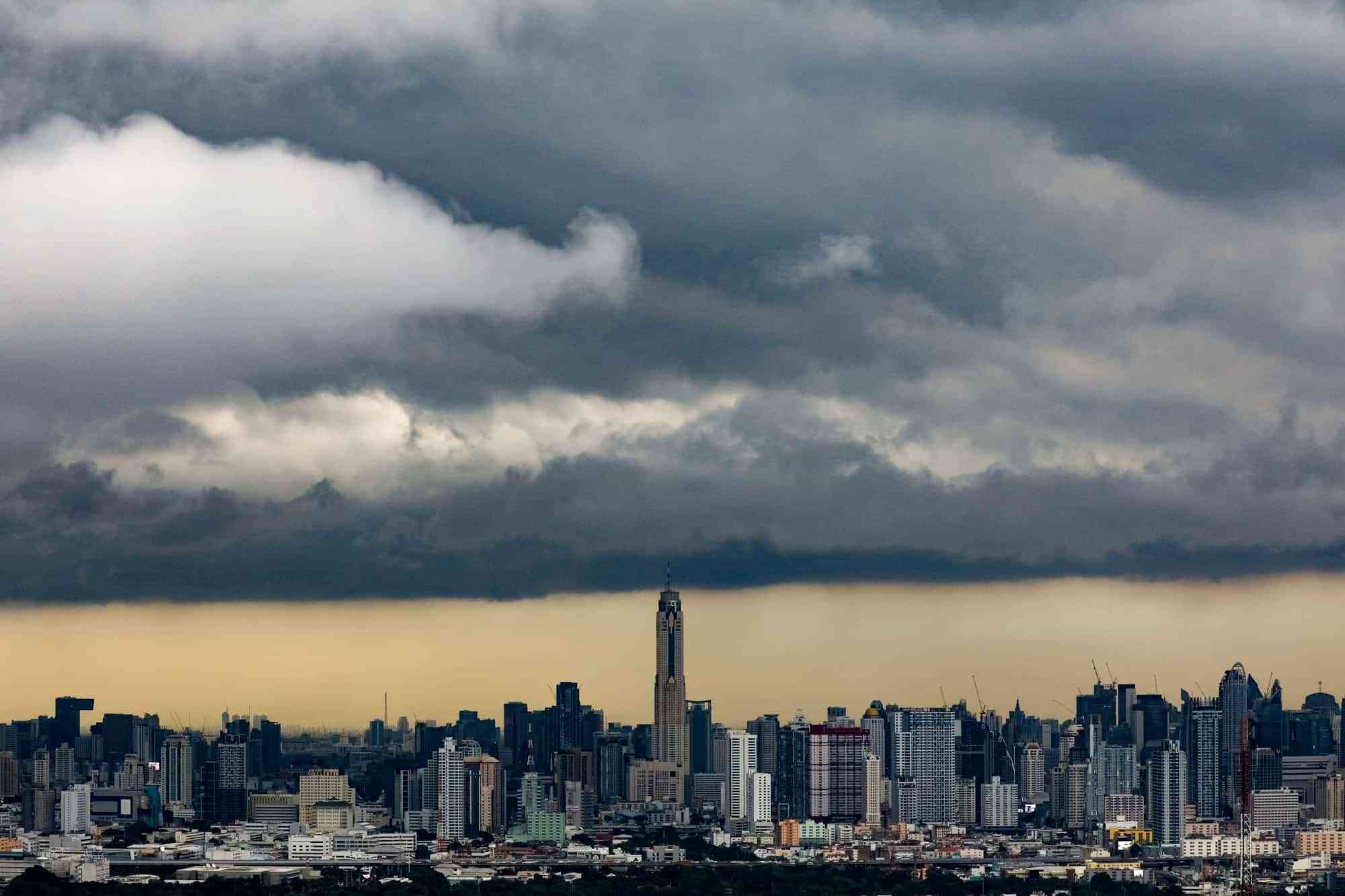 Rain clouds gather over central Bangkok