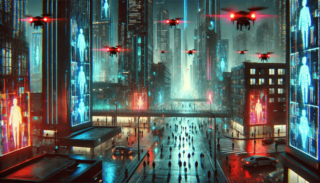 filmy science fiction: futurystyczne miasto AI. 