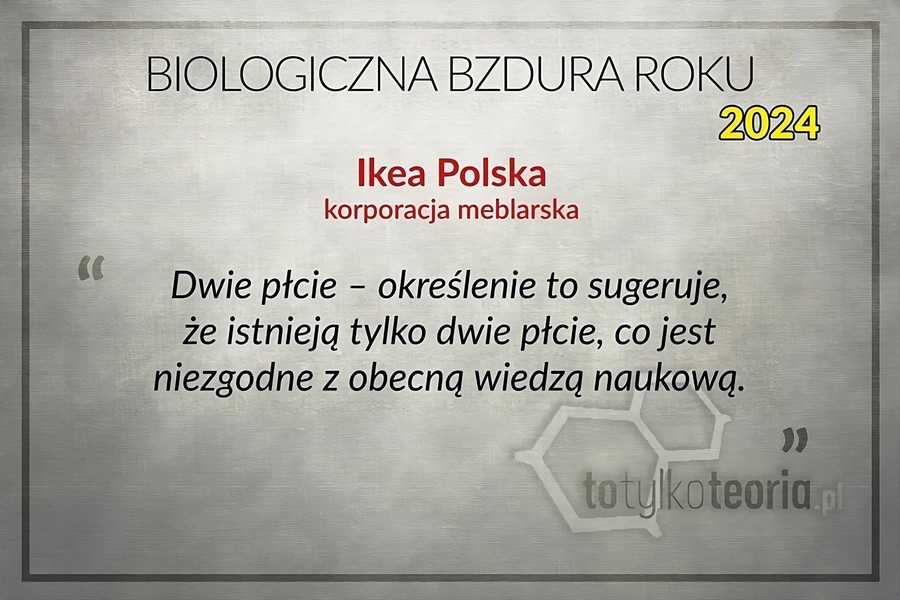 Biologiczna Bzdura Roku 2024. Zwycięzcą jest firma Ikea Polska. Fot. To Tylko Teoria