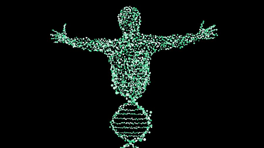 synteza dna, postać człowieka stworzona z nici dna