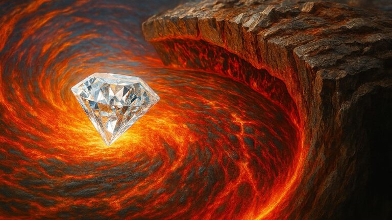Skąd biorą się diamenty: skała i magma formują diament. Fot. Maciej Bartusik / Copilot AI