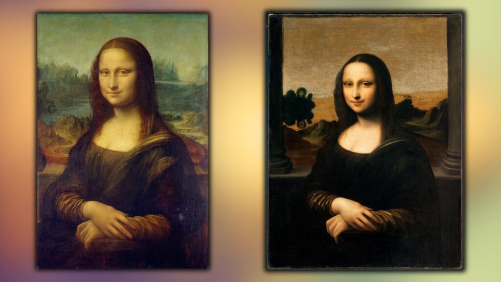 Druga Mona Lisa: po lewej wersja Mona Lisy, która wisi w Luwrze (źródło: Wikimedia / domena publiczna). Po prawej tzw. Mona Lisa z Isleworth, rzekomo również namalowana przez Leonarda da Vinci (źródło: Wikimedia / domena publiczna).