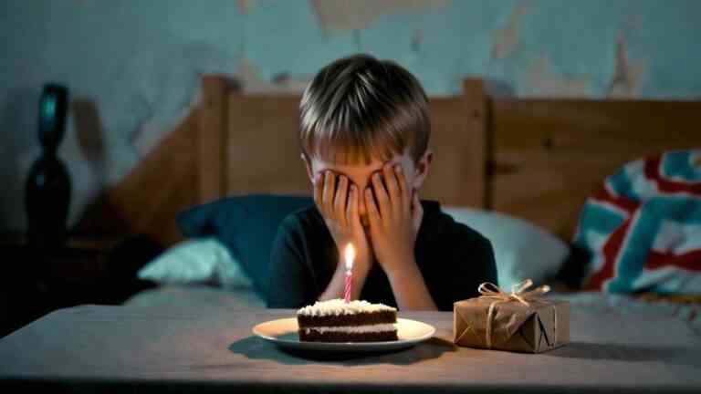 Smutne dziecko przy urodzinowym torcie – przykład jak manipulacja emocjami AI wykorzystuje empatię użytkowników