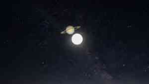 ciemne niebo zbliżenie Saturna i Wenus