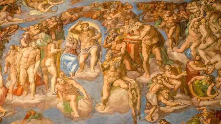 Fragment fresku Michała Anioła "Sąd Ostateczny". Renowacja potrwa do Wielkanocy