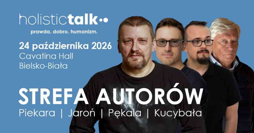 Strefa Autorów Holistic Talk. Grafika zapowiada spotkania z autorami podczas wydarzenia w Cavatina Hall w Bielsku-Białej.