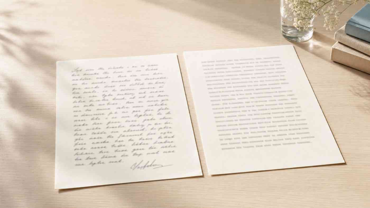 Odręczny manuskrypt i maszynopis ilustrują AI w literaturze