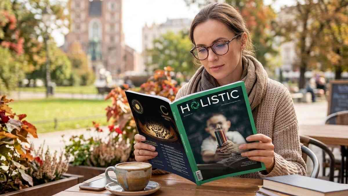 Kobieta czytająca nowy numer Holistic News